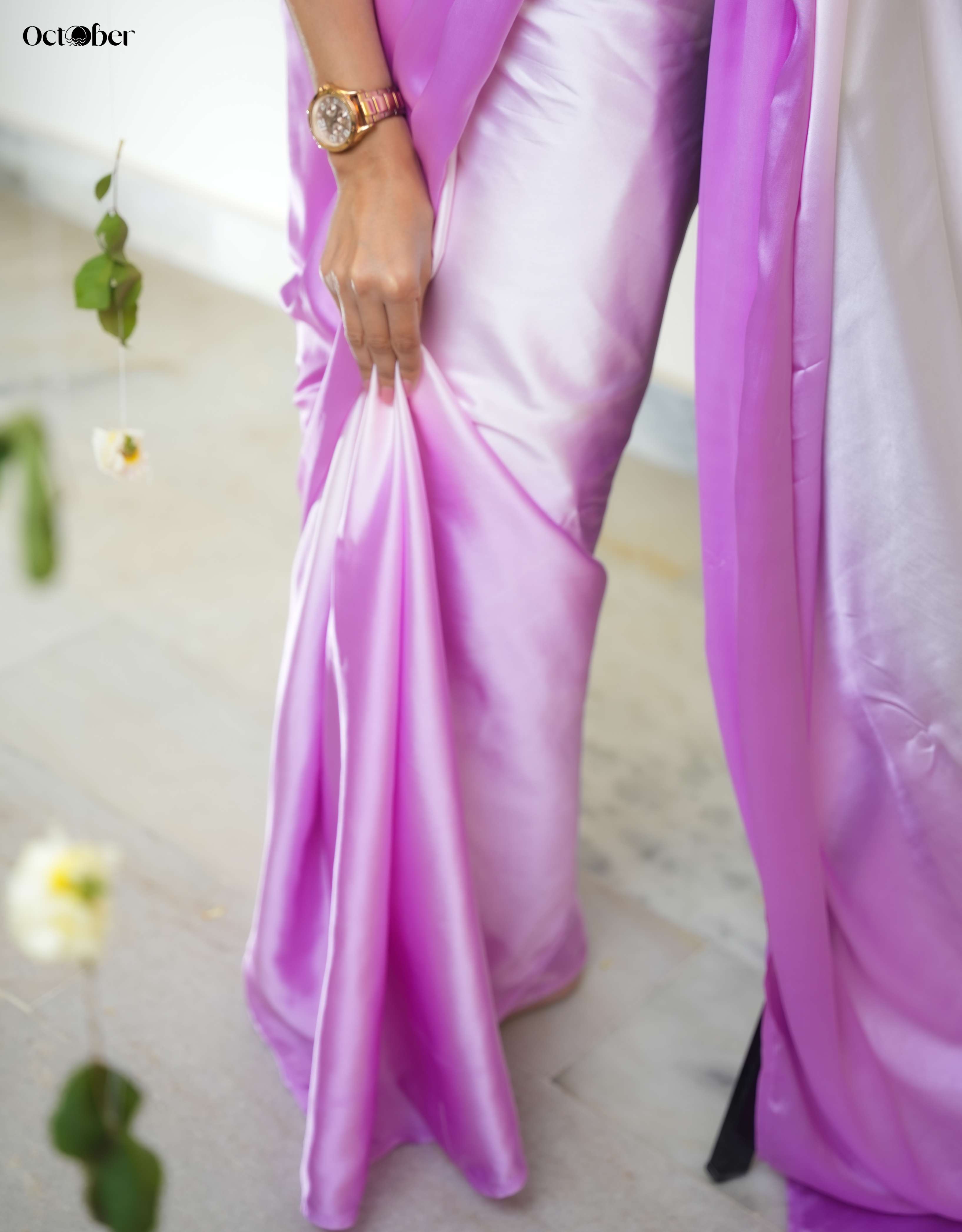 Lilac and Baby Pink Satin Saree - Ombré (Dream in Satin)
