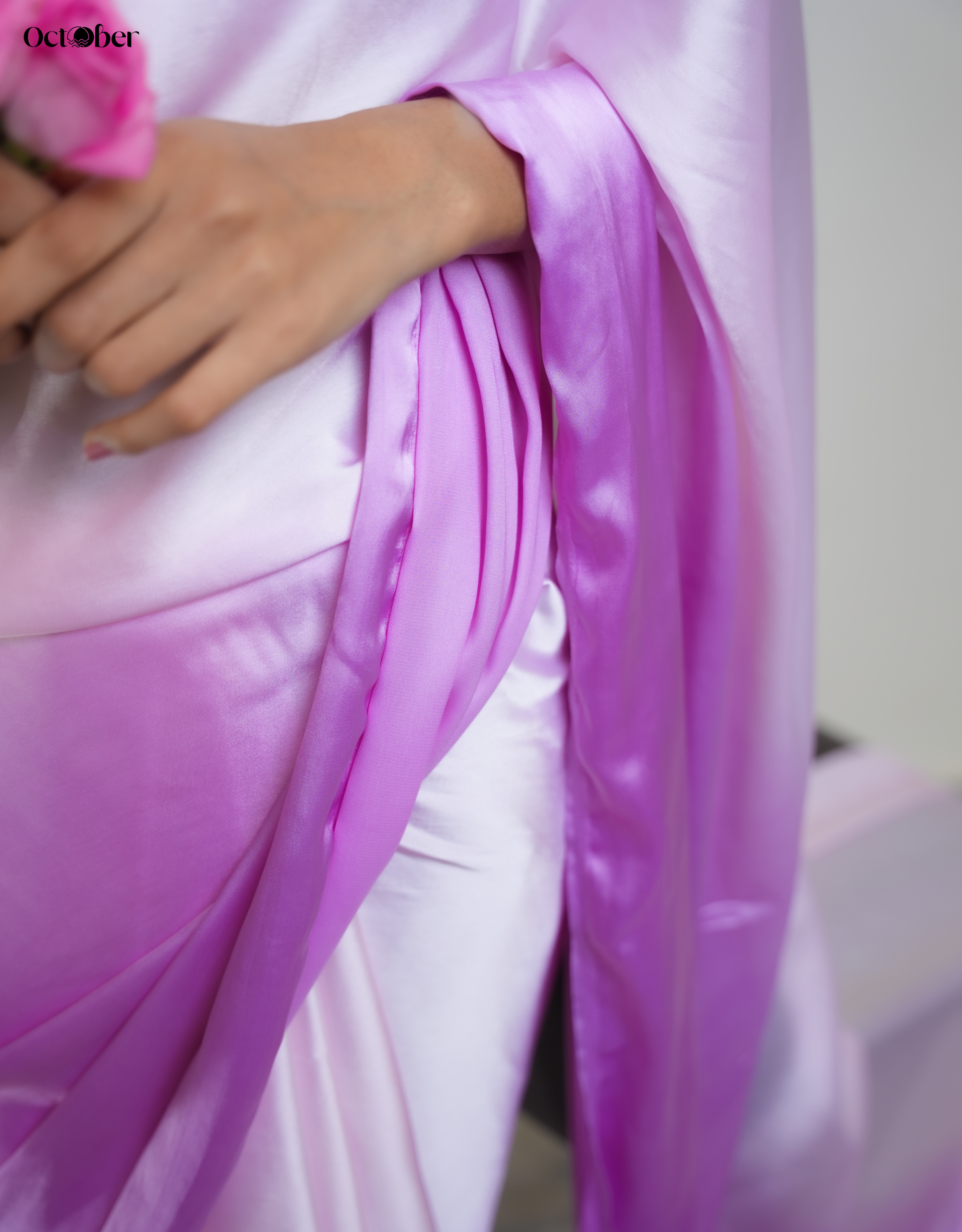 Lilac and Baby Pink Satin Saree - Ombré (Dream in Satin)