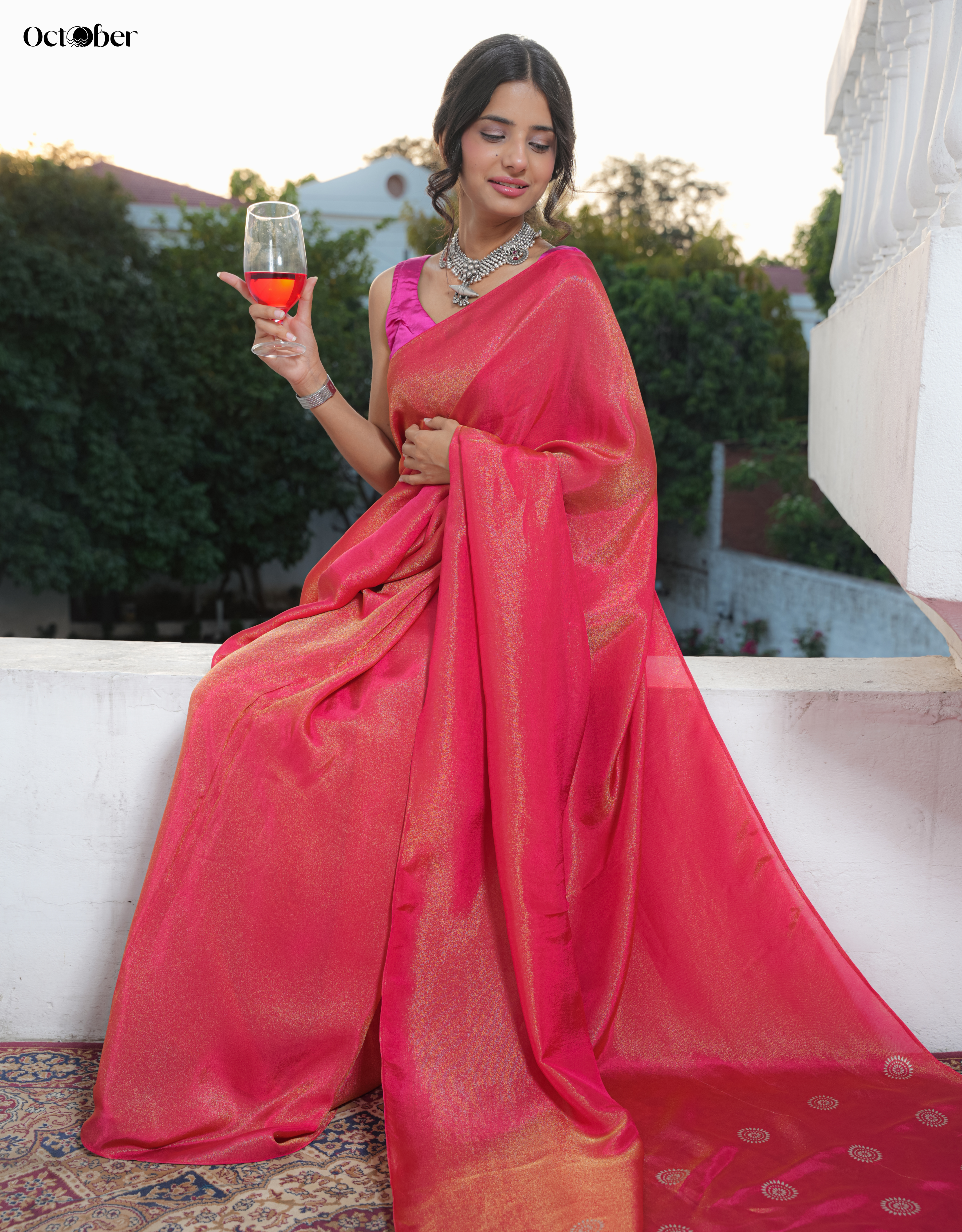 Scarlet Real Silver Saree in Tissue Silk