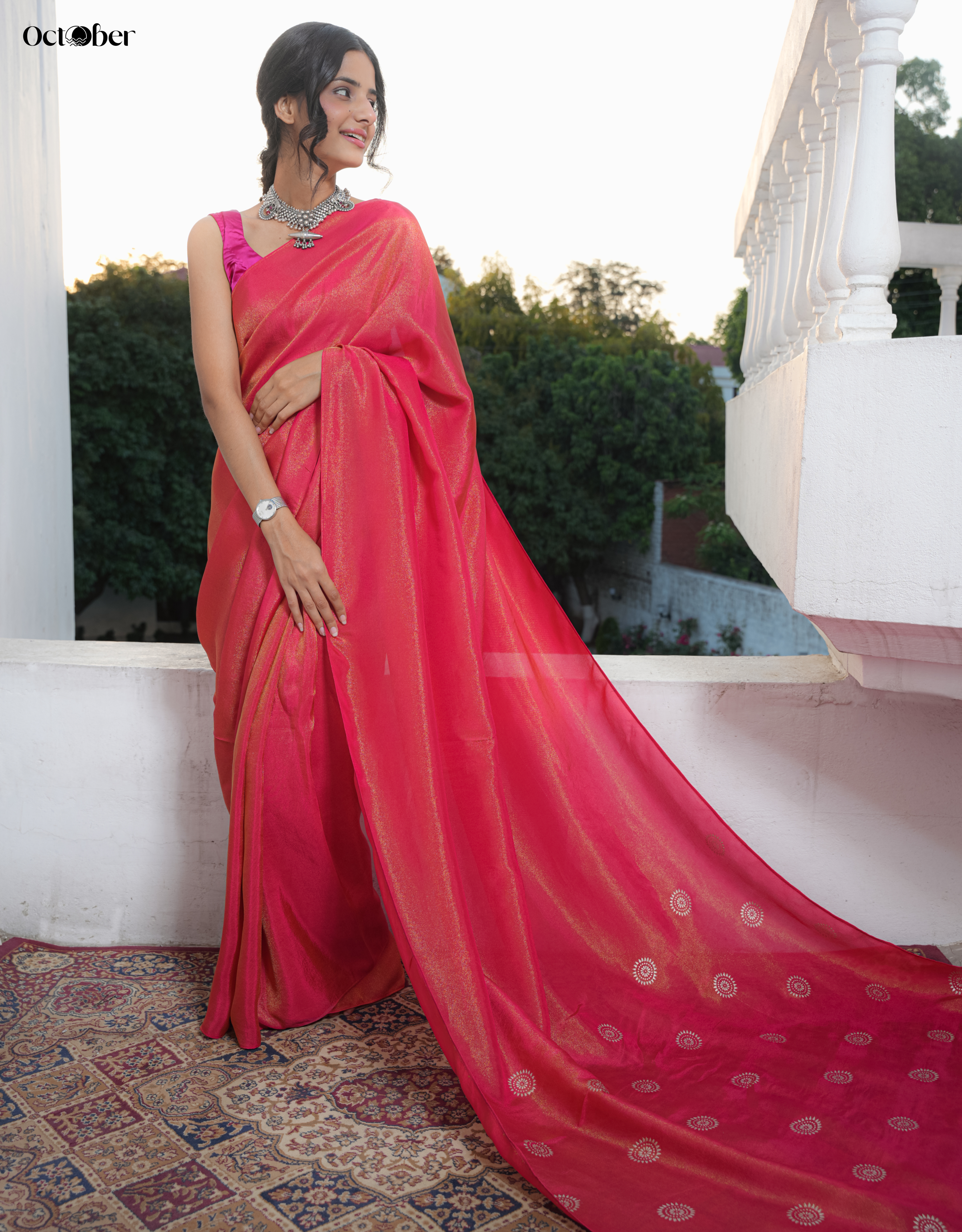 Scarlet Real Silver Saree in Tissue Silk