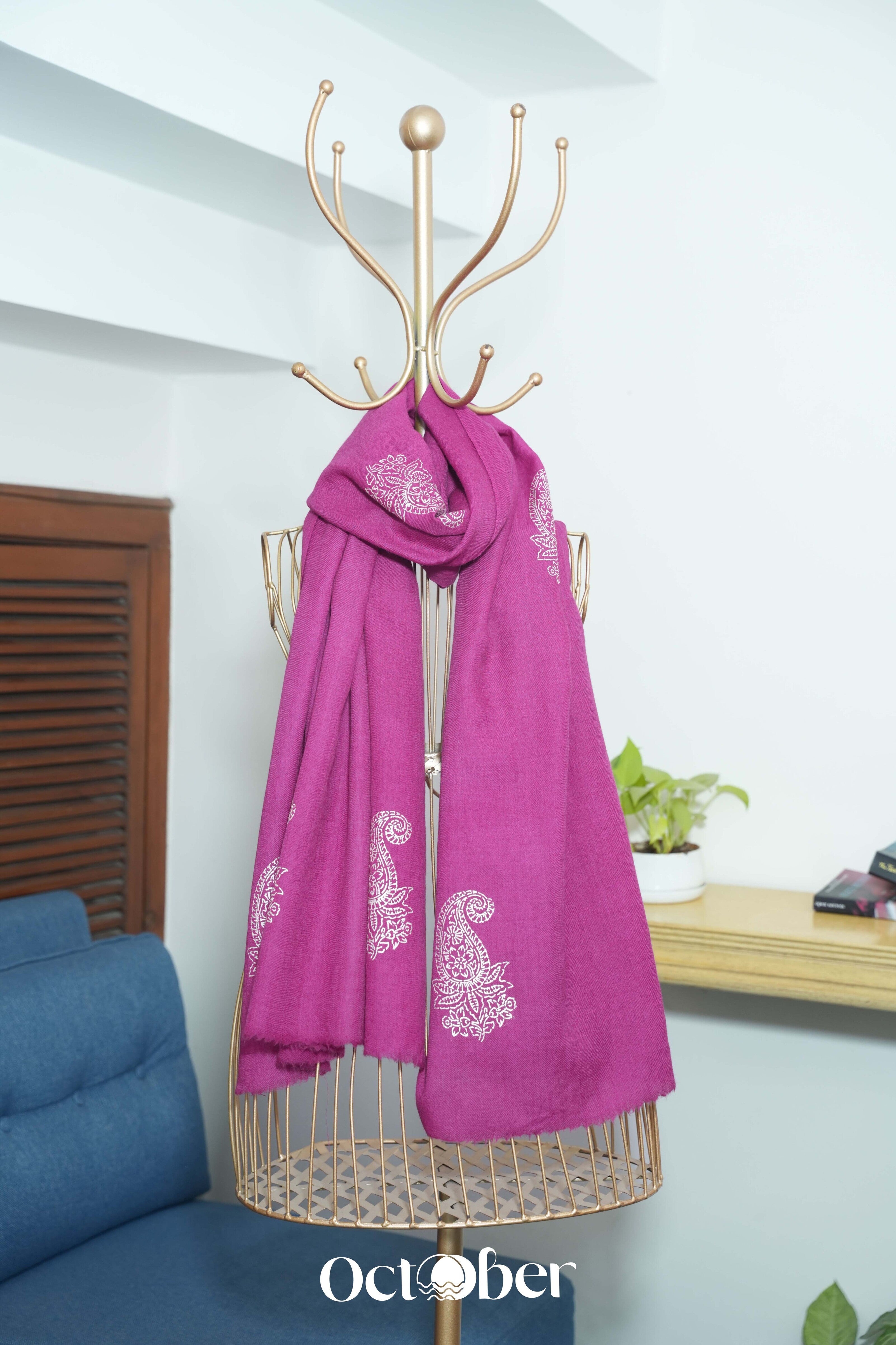 Pink Fine Wool Chandi Scarf