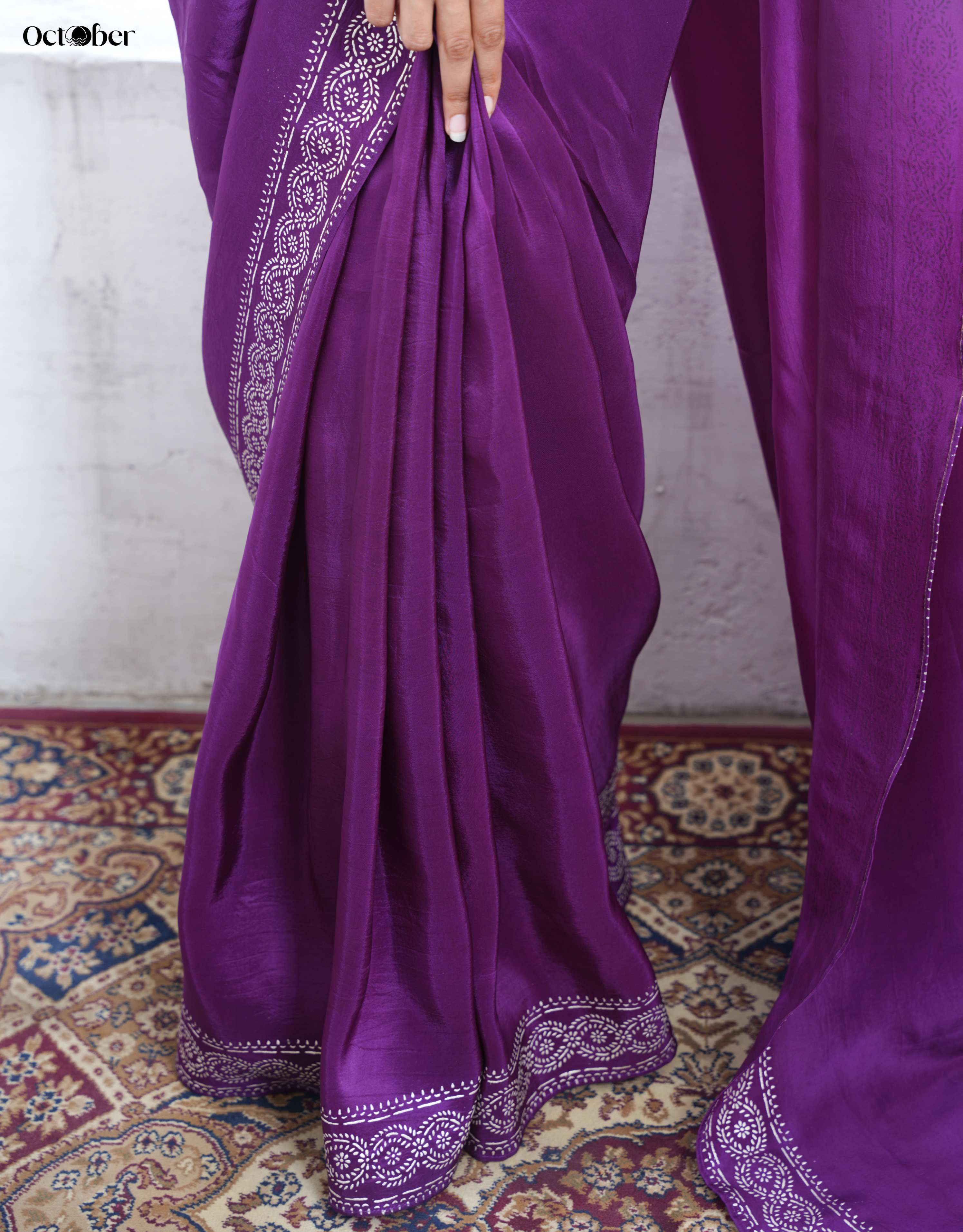 Chandi Ki Saree - Purple Silver Border Silk Saree (Pure Silver Saree)