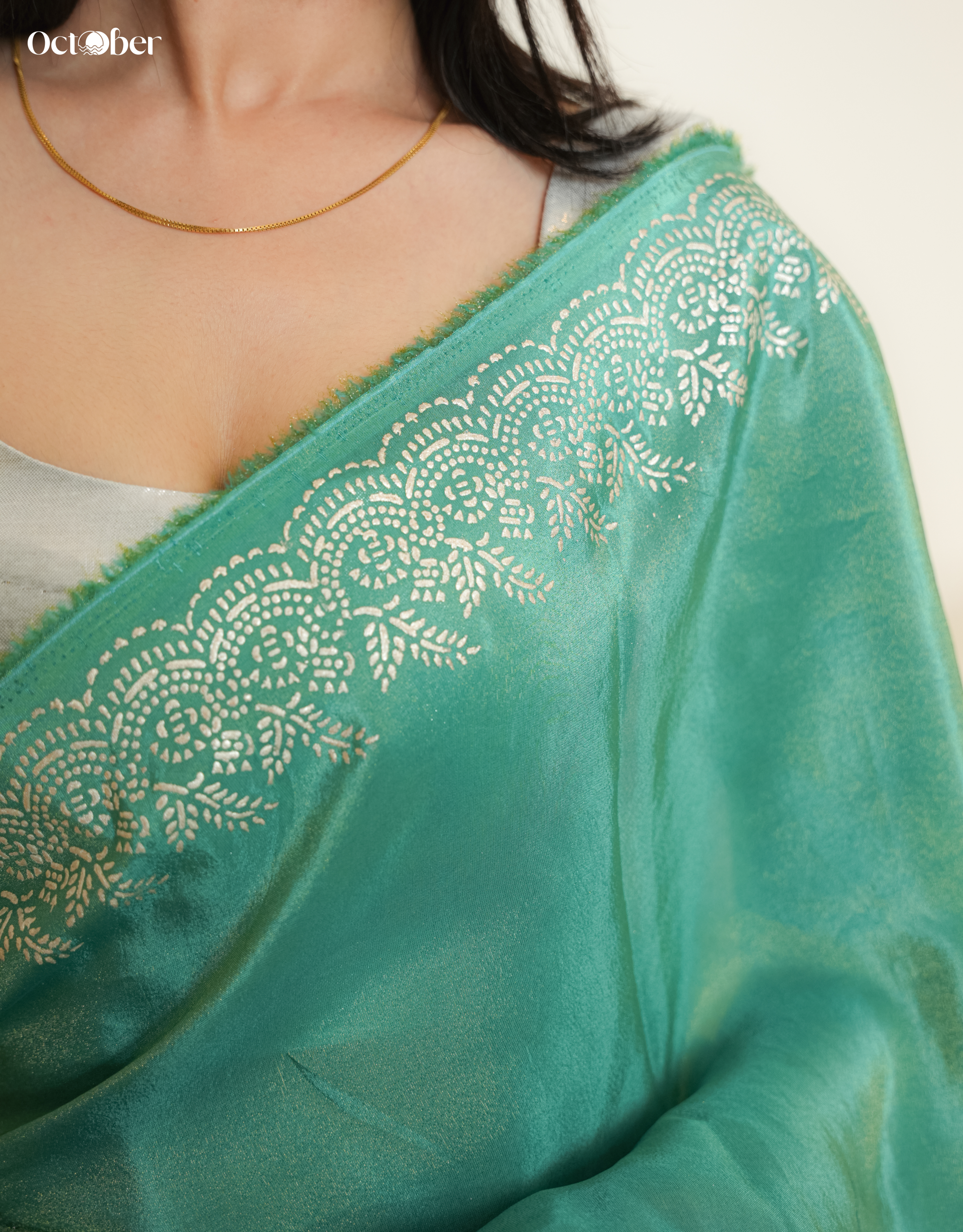 Chandi Ki Saree - Turquoise Blue Silver Border Silk Saree (Silver Saree)