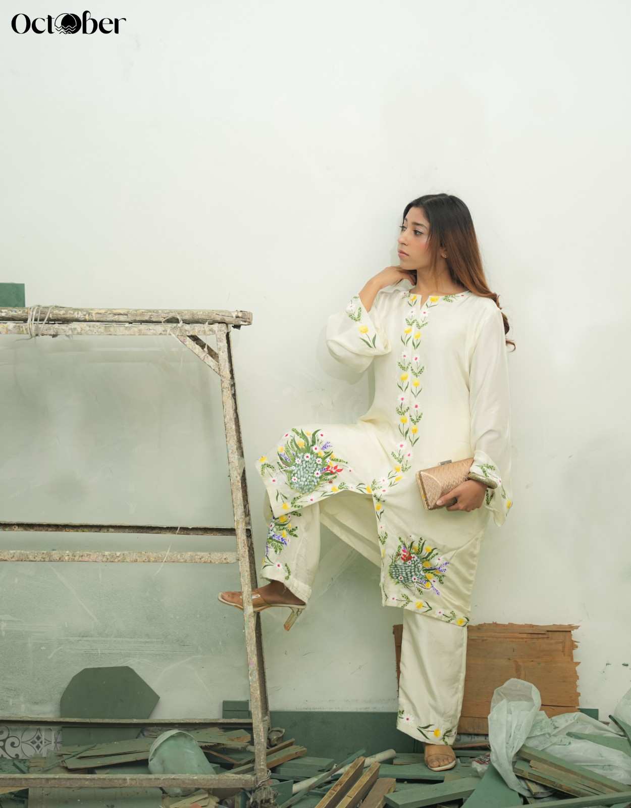 Ivory Silk handpainted Coord-Set